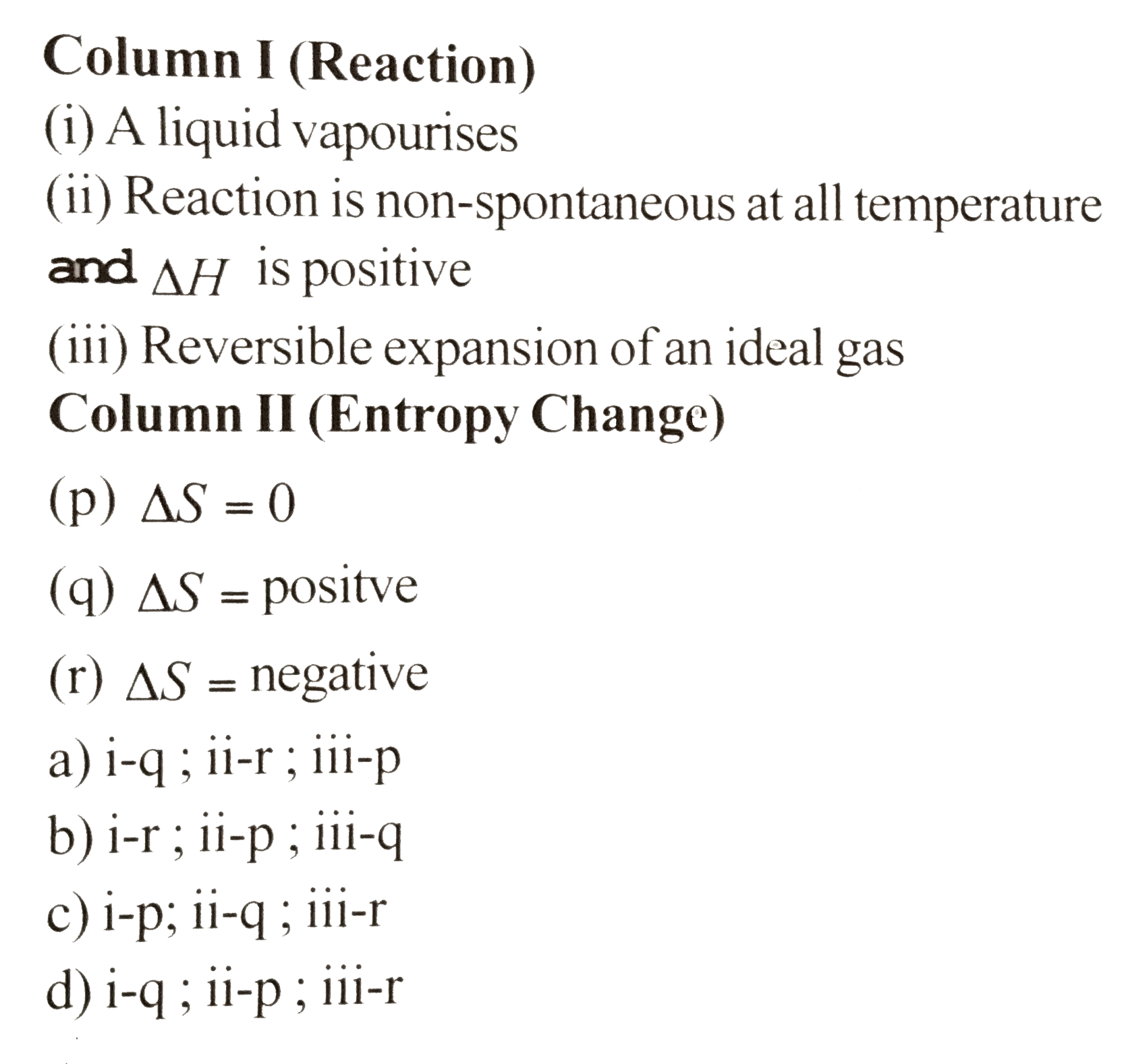 Match the following columns