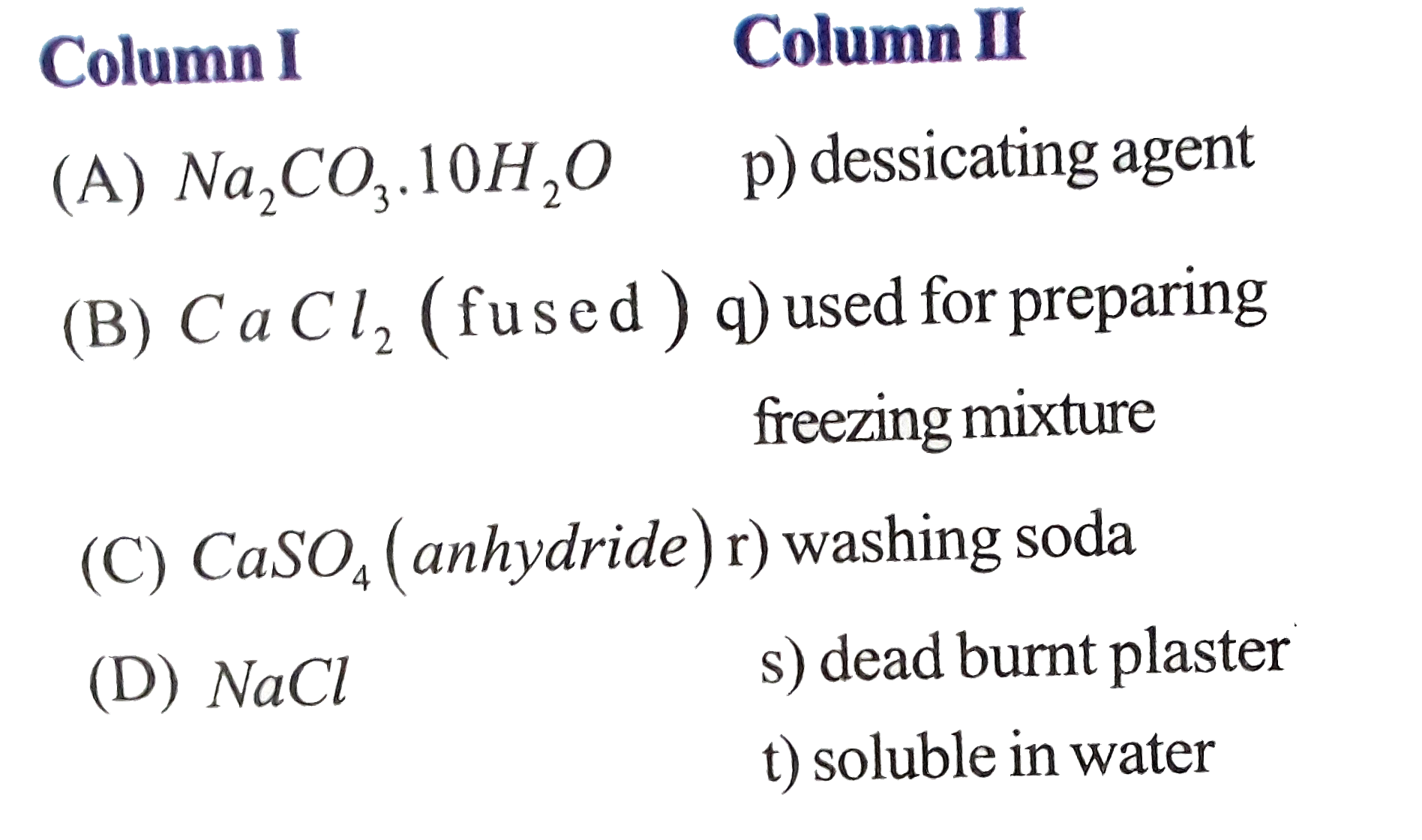 Match the following :