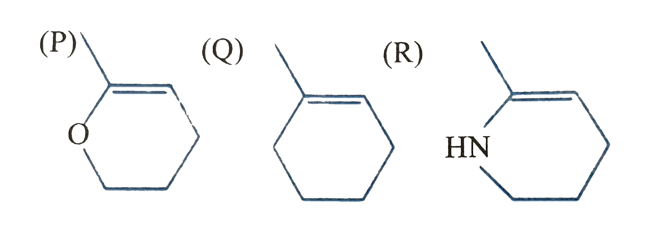 Rank the following in the increasing order of rate of reaction with HBr.