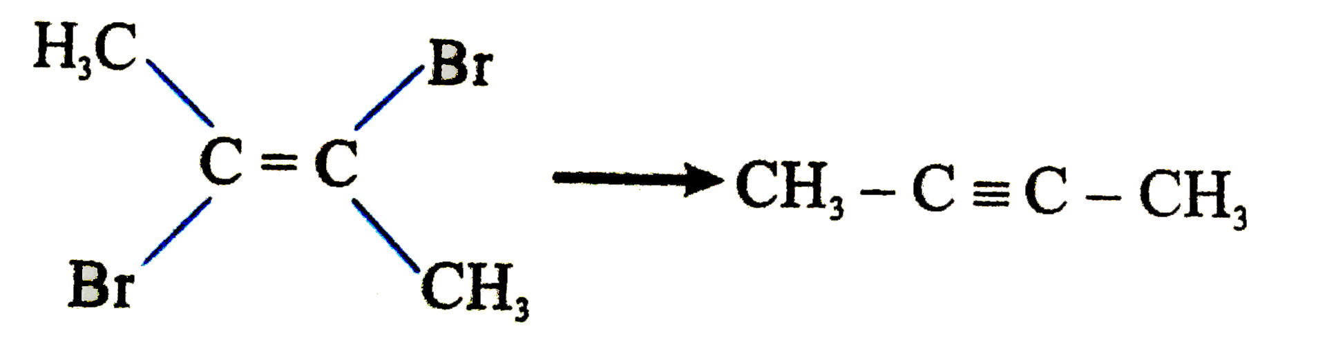 The reagents used to convert (E)-2,3-dibromo-2-butene to 2-butyne