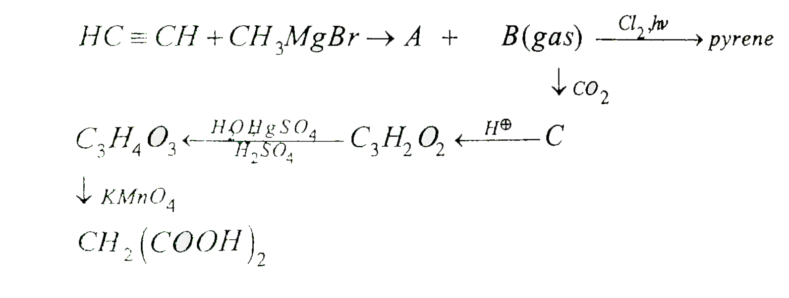 Q. C(3)H(2)O(2)underset(KMnO(4))overset(