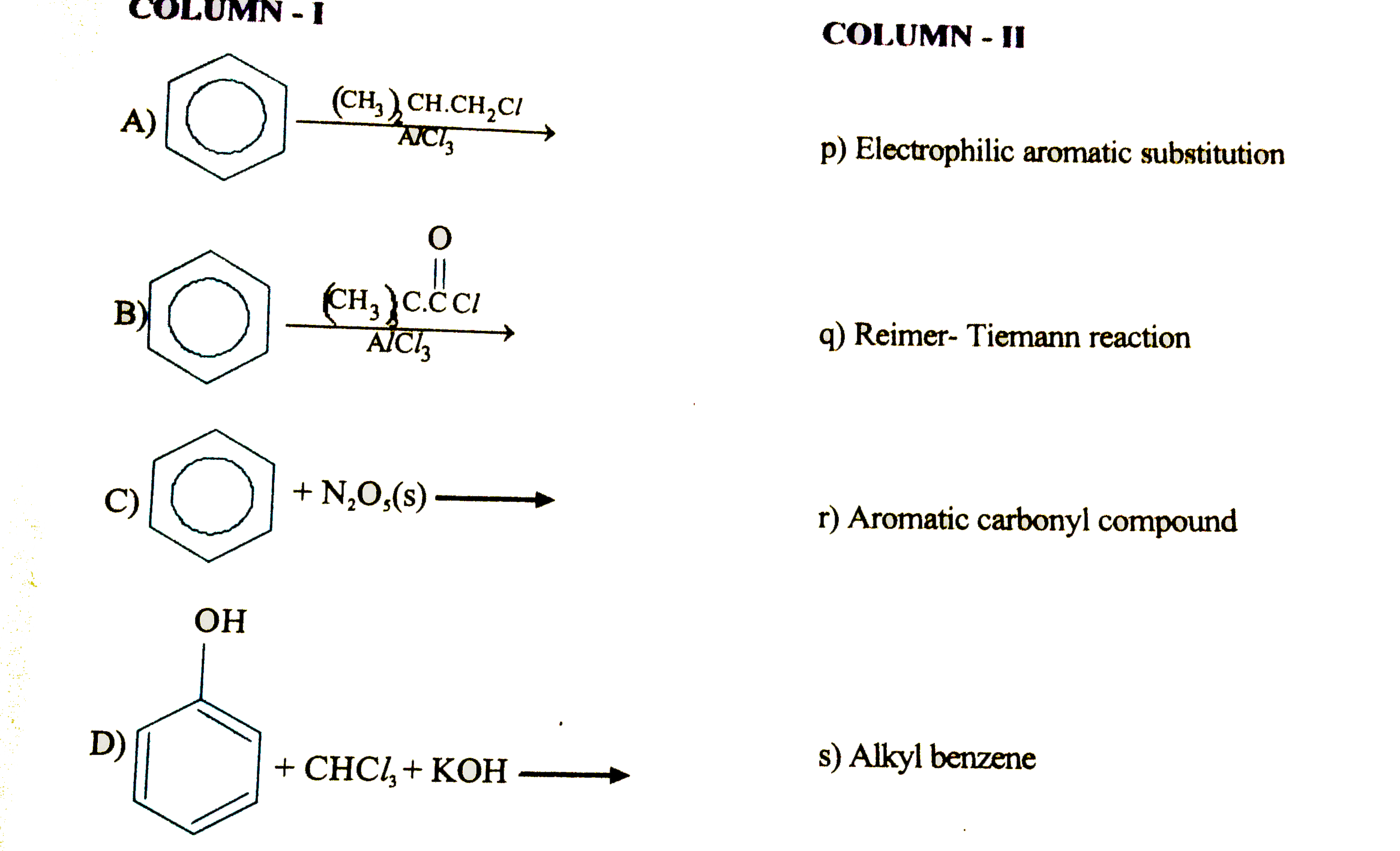 Column matching prolems each column may have more than one answer.