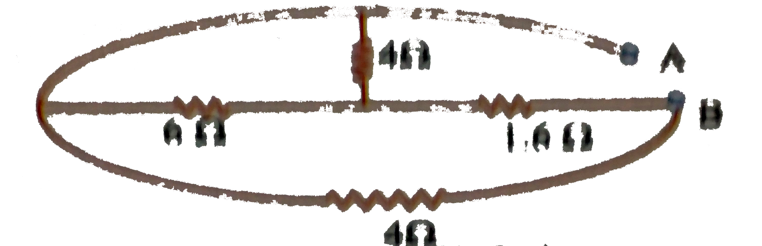 If four resistances are connected as shown in the fig. between A and B the effective resistance is