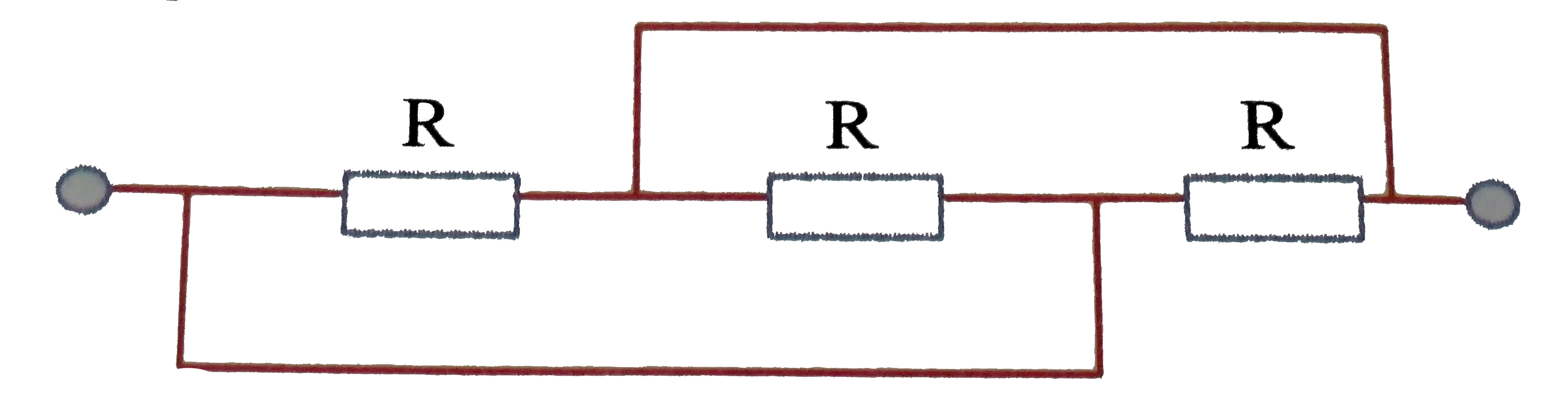 A dc source with internal resistance R(0) is loaded with three identical resistance R as shown in the figure. At what value of R will the thermal power generated in this circuit be the highest?