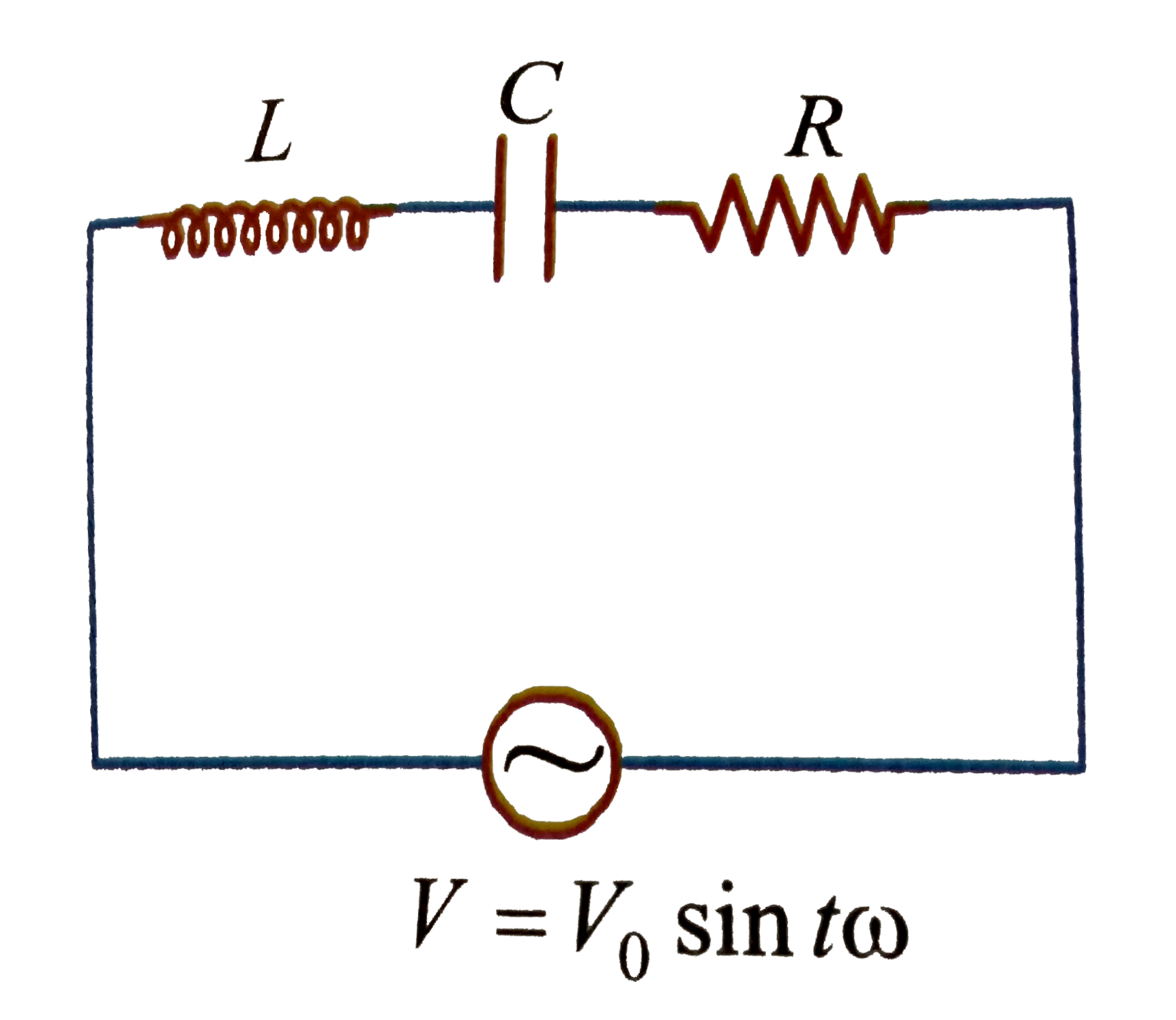 For the LCR circuit, shown here, the current is observed to lead the applied voltage. An additional capacitor C', when joined with the capacitor C present in the circuit, makes the power factor of the circuit unity. The capacitor C' must have been connected in: