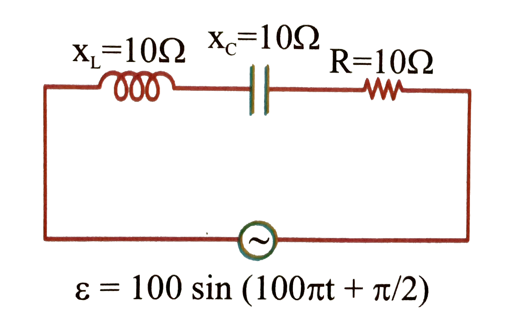 In the given AC, circuit, which of the following in incorrect: