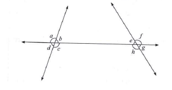 Observe the angles in the figure and write the following pair of angles.     Interior angles.