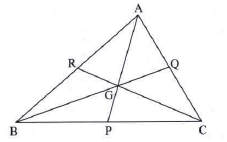 Fill in the blanks :   Point G is the centroid of  Delta ABC.   If l (RG) = 2.5 then l (GC) = ……