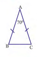 (picture) চিত্রে AB=AC , angleBAC=70^@ , প্রমাণ করো যে , অসমান বাহুটি ত্রিভুজের বৃহত্তম বাহু |