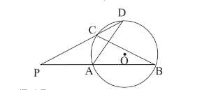 পাশের চিত্রের  একটি বৃত্তের AB ও CD দুটি জ্যা । BA ও DC -কে বর্ধিত করলে পরস্পর P বিন্দুতে ছেদ করে । প্রমান করো যে anglePCB=anglePAD