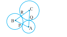 পাশের চিত্রে  ABC কেন্দ্রবিশিষ্ট তিনটি বৃত্ত পরস্পরকে বহিঃস্পর্শ  করে । যদি AB=5 সেমি.  , BC=7 সেমি. , এবং  CA=6 সেমি.  হয়, তাহলে A কেন্দ্রবিশিষ্ট বৃত্তের ব্যাসার্ধের দৈর্ঘ্য নির্ণয় করো।