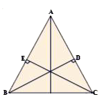 ABC is a triangle in which altitudes BD and CE to sides AC and AB are equal (see figure) . Show that   (i) DeltaABD ~= DeltaACE   (ii) AB = AC i.e., ABC is an isosceles triangle.