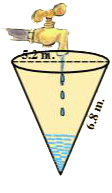 Water is pouring into a conical vessel of diameter 5.2m. And slant height 6.8 m(as shown in the adjoining ) , at the rate of 1.8 m^(3)   per minute .How long will it take to fill the vessel?