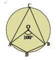 In the figure 'O' is the centre of the circle     angle AOB = 100^@  find angle ADB