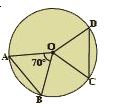 In the given figure ‘O’ is the centre of the circle and  AB, CD are equal  chords.  If angleAOB = 70^@ . Find the angles of the DeltaOCD