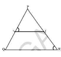 In DeltaPQR,  ST is a line such that  (PS)/(SQ) = (PT)/(TR) and also angle PST = angle PRQ.   Prove that Delta PQR is an isosceles triangle .
