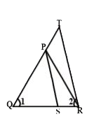 In the given figure,    (QT)/(PR) = (QR)/(QS) and angle 1 = angle 2    Prove that Delta PQS ~ Delta TQR.