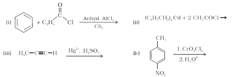 Write the structures of products of the following reactions,