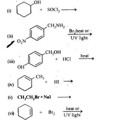 Draw the structures of major monohalo products in each of the following reactions: