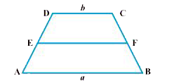 ABCD एक समलंब है जिसकी समांतर भुजाएँ AB=acm और DC=bcm है E और F असमान्तर भुजाओ के मध्य-बिंदु है। ar (ABFE) और ar (EFCD) का अनुपात है