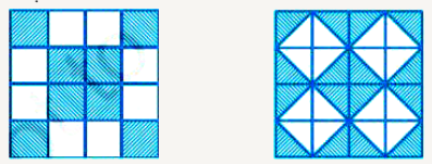 आकृति (i) और (ii) में से प्रत्येक में, छायांकित भाग का पूरे भाग से अनुपात ज्ञात कीजिए -