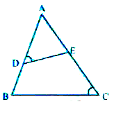 आकृति 6.5   में, यदि angle D = angle C  है, तो क्या यह सत्य है कि Delta ADE ~ Delta ACB  है ? क्यों ?