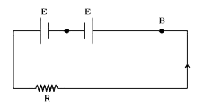 समान विद्युत वाहक बल E, परन्तु आन्तरिक प्रतिरोधा, तथाr, के दो सेल श्रेणीक्रम में किसी बाह्य प्रतिरोध Rसे संयोजित हैं (चित्र 3.7)। R का क्या मान होना चाहिए ताकि पहले सेल के टर्मिनलों के बीच विभवान्तर शून्य हो जाए।