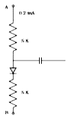 चित्र में दर्शाए परिपथ में यदि डायोड का अग्रदिश वोल्टता पात 0.3 V है, तो A एवं B के बीच विभवान्तर है-