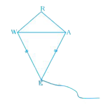 In kite WEAR, angleWEA = 70° and angleARW = 80°. Find the remaining two angles.