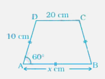In the following figure, AB||DC and AD = BC. Find the value of x.