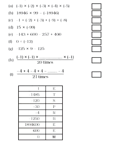 ‘Equinoxes’ are the two days of the year when the sun is directly above the earth’s equator, due to which the days and nights are of nearly equal length everywhere on the earth.   Find the name of the month of autumn equinox using suitable properties of integers by solving the following questions. Match your answer with the letter given in the table and fill it in the box provided in each question.