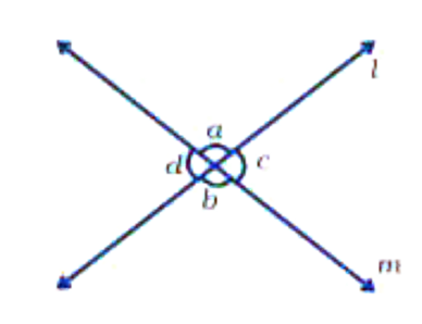 In Fig. 5.12, lines l and m intersect each other at a point. Which of the following is false?