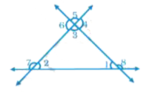 In Fig. 5.43, write all the pairs of supplementary angles.