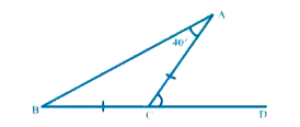 In Figure, BC = CA and ∠A = 40. Then, ∠ACD is equal to