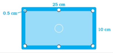 A photograph of Billiard/Snooker table has dimensions as to th of its actual size as shown in Fig. 9.71:       The portion excluding six holes each of diameter 0.5 cm needs to be polished at rate of 200 per mo. Find the cost of polishing.