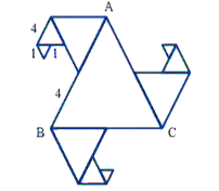 In Fig. 6.15 all triangles are equilateral and AB =8 units. Other triangles have been formed by taking the mid points of the sides. What is the perimeter of the figure?