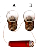Paheli connected two bulbs to a cell as shown in Fig. 12.8.      She found that filament of bulb B is broken. Will the bulb A glow in this circuit? Give reason.