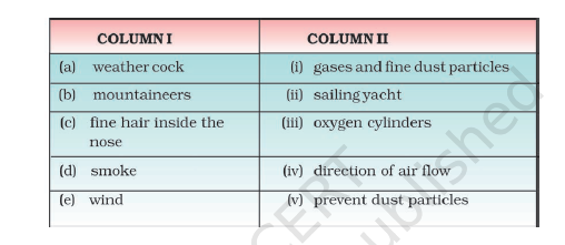 Match the items of Column I with the items of Column II