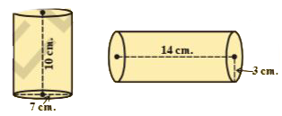 Find CSA of each of following  cylinders   (i)  r=x cm , h= y cm   (ii)  d= 7cm , h= 10 cm    (iii)  r= 3, h= 14cm