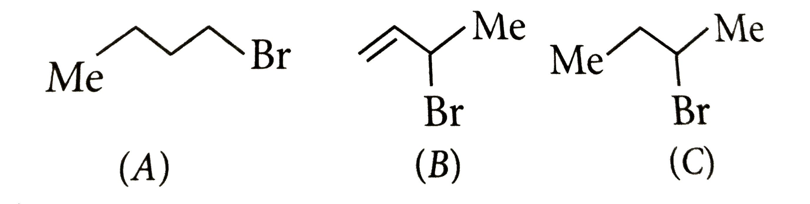 Consider the following bromides:      The correct order of S(N^1) reactivity is