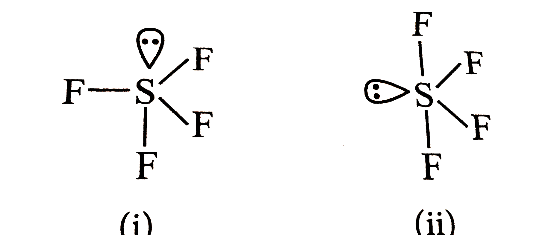 Which of the following shapes of SF(4) is more stable and why?