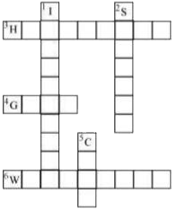Complete the following word puzzle with the help of clues given below.   Down   1. Providing water to the crops.   2. Keeping crop grains for a long time under proper conditions   5. Certain plants of the same kind grown on a large scale.   Across   3. A machine used for cutting the matured crop.   4. A rabi crop that is also one of the pulses.   6. A process of separating the grain from chaff.