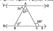 In the given figure PQ|\|RS. Find x, y.