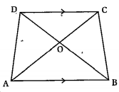 In a quadrilateral AB|\|CD the diagonals intersect at ‘O’. Then S.T. /\OAB ~ /\OCD.
