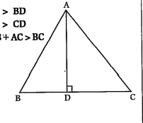 In /\ABC, AD is a perpendicular to BC.S.T  iii) AB + AC gt BC