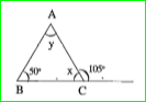 Find the values of x and y from the figure.