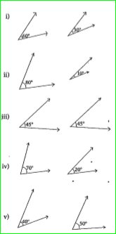 identify the complementary angles .