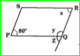 In the given parallelogram PQRS, find the value of x+y+z.