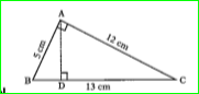 /\ ABC is right angled at A, AD is perpendicular to BC, AB= 5cm, BC= 13cm and AC= 12cm. find the area of /\ABC. Also, find the length of AD.