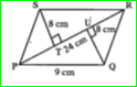 find the area of a parallelogram PQRS, if PR =24cm and QU= ST= 8 cm.